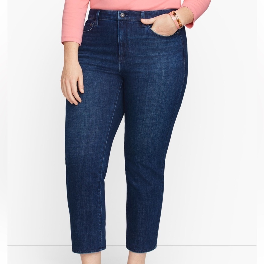 Talbots Dark Wash Flawless High Waisted Modern Ankle Straight Leg Jeans Size 18W